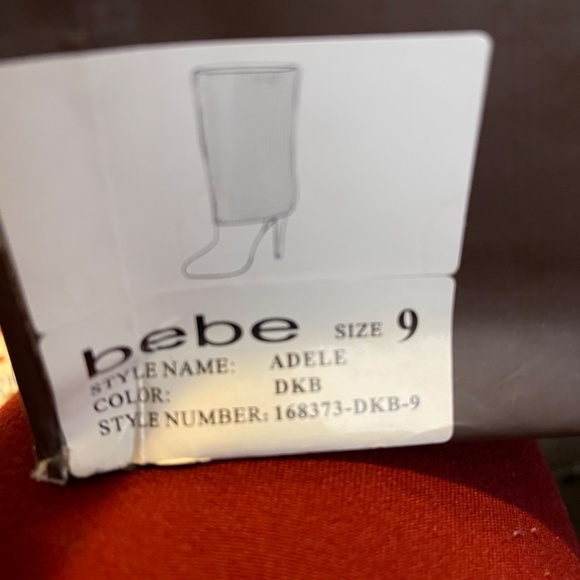 BeBe Adele Brown Leather Sweater Knit High Heeled Boots, Size 9 NEW - Picture 8 of 8